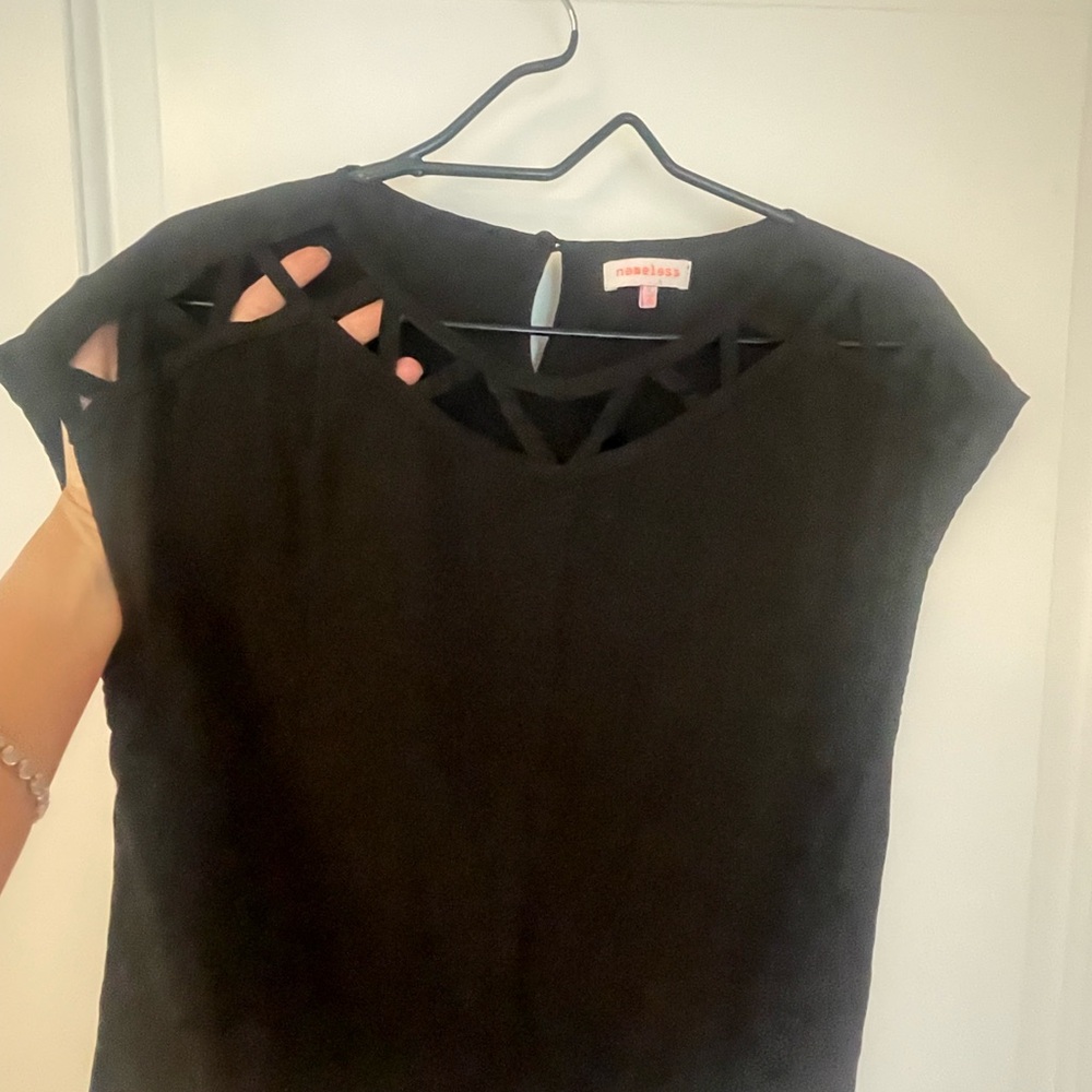 Nameless Black Cap Sleeve Cut Out Blouse